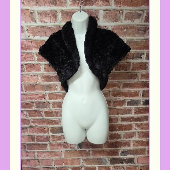 Vintage Women's JESSICA HOWARD Evenings Faux Fur Cropped Blazer Top Medium - Picture 1 of 6
